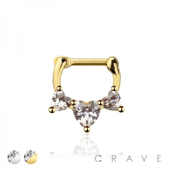 MULTI GEM CZ HEART SEPTUM HINGED CLICKER